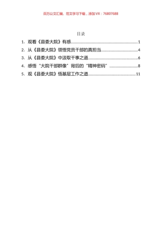 观看《县委大院》心得体会汇编.docx