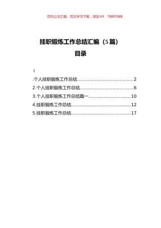挂职锻炼工作总结汇编（5篇）.docx