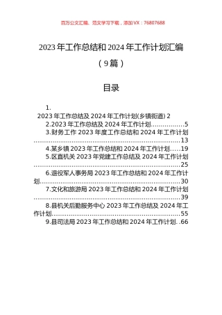 2023年工作总结和2024年工作计划汇编（9篇）.docx