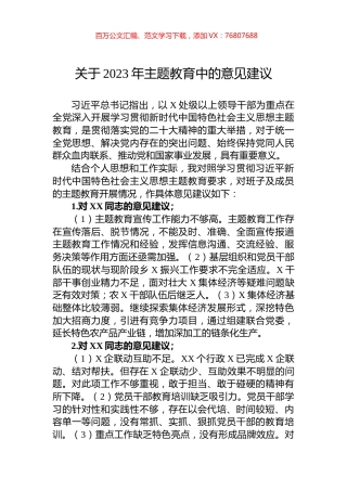 关于2023年主题教育中的意见建议.docx