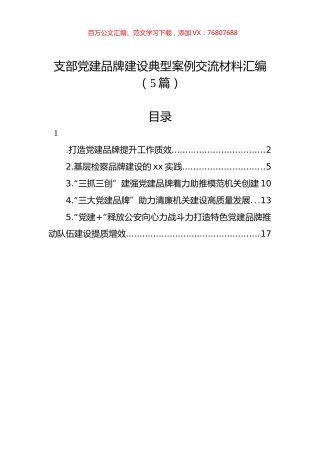 支部党建品牌建设典型案例交流材料汇编（5篇）.docx