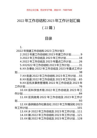 2022年工作总结和2023年工作计划汇编（22篇）.docx