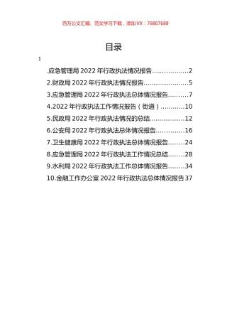2022年度行政执法情况报告汇编（10篇） (2).docx