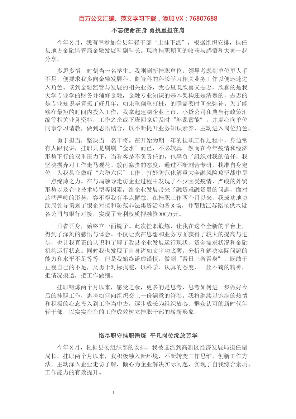 挂职干部个人工作总结3篇​​​​​​​​​​​​.docx_第1页