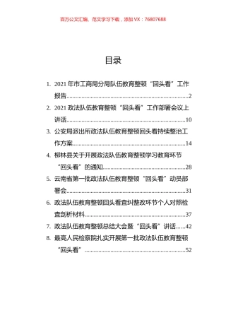政法队伍教育整顿“回头看”相关材料汇编（8篇）.docx