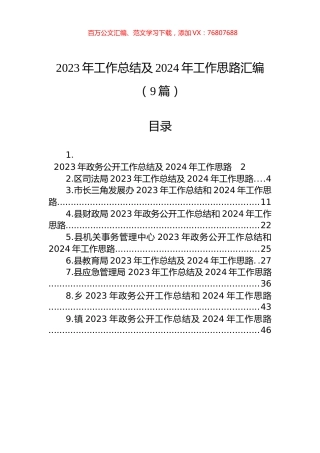 2023年工作总结及2024年工作思路汇编（9篇）.docx