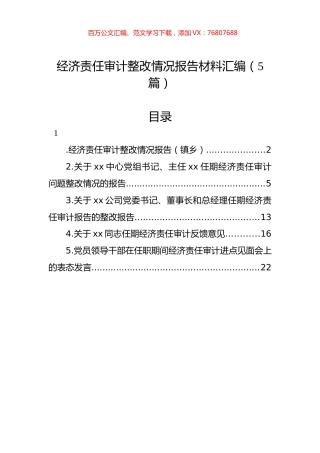 经济责任审计整改情况报告材料汇编（5篇）.docx