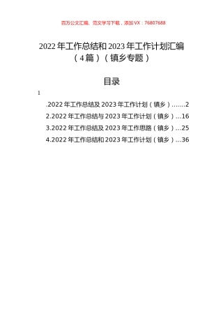 2022年工作总结和2023年工作计划汇编（4篇）（镇乡专题）.docx