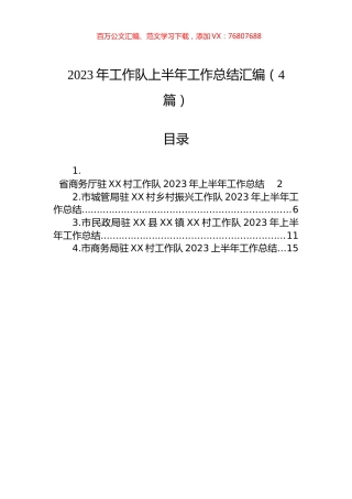 2023年工作队上半年工作总结汇编（4篇）.docx