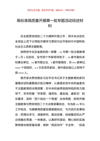 高标准高质量开展第一批专题活动综述材料.docx