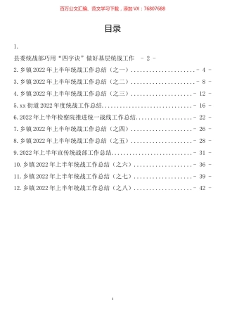 2022年上半年统战工作总结汇编（12篇）.docx