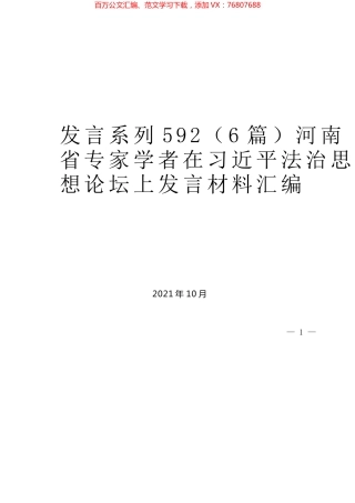 （6篇）河南省专家学者在习近平法治思想论坛上发言材料汇编.docx