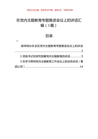 在党内主题教育专题推进会议上的讲话汇编（3篇）.docx