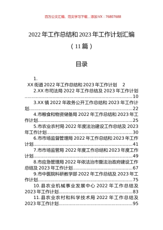 2022年工作总结和2023年工作计划汇编（11篇）.docx