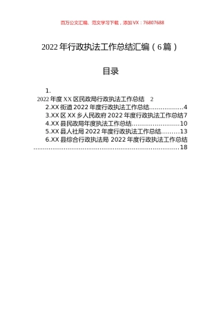 2022年行政执法工作总结汇编（6篇）.docx
