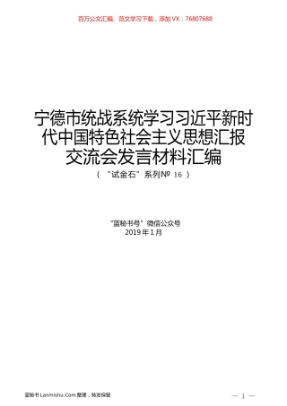 （8篇）宁德市统战系统学习习近平新时代中国特色社会主义思想汇报交流会发言材料汇编.docx