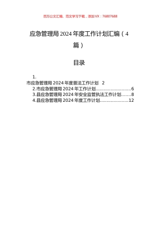 应急管理局2024年度工作计划汇编（4篇）.docx