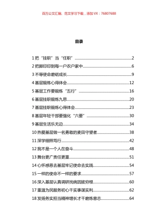 基层挂职年轻干部在基层锻炼座谈会上发言汇编（18篇） (3).docx