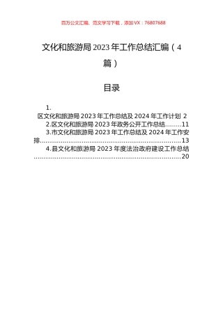 文化和旅游局2023年工作总结汇编（4篇）.docx