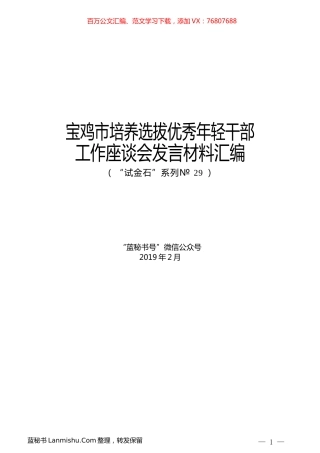 （10篇）宝鸡市培养选拔优秀年轻干部工作座谈会发言材料汇编.docx