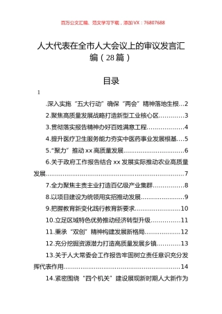 人大代表在全市人大会议上的审议发言汇编（28篇）.docx