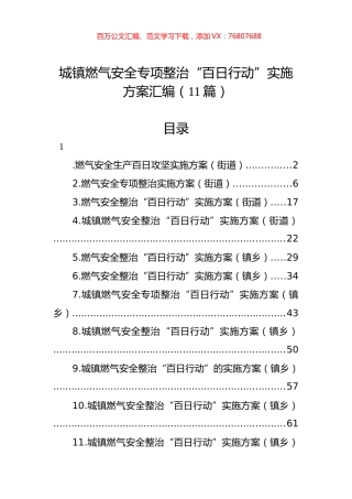 城镇燃气安全专项整治“百日行动”实施方案汇编（11篇）.docx