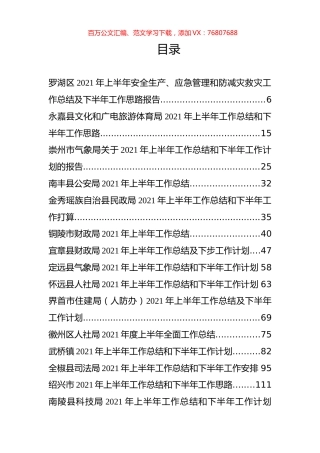 各领域、各行业2021年上半年工作总结报告汇编（73篇）.docx