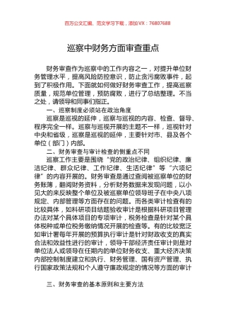 巡察中财务方面审查重点.docx