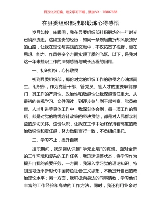 在县委组织部挂职锻炼心得感悟.docx
