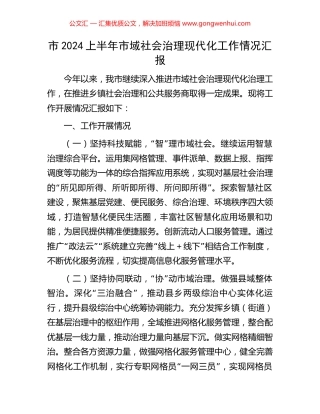 市2024上半年市域社会治理现代化工作情况汇报 (2).docx