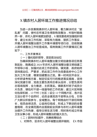 X镇农村人居环境工作推进情况总结.docx