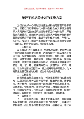 年轻干部培养计划的实施方案.docx