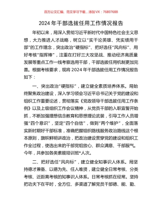 2024年干部选拔任用工作情况报告.docx