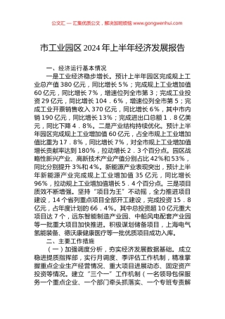 市工业园区2024年上半年经济发展报告.docx