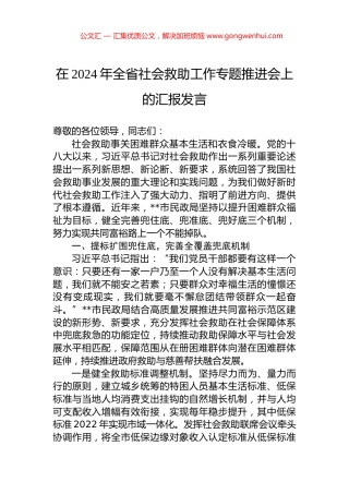在2024年全省社会救助工作专题推进会上的汇报发言.docx