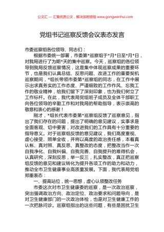 党组书记巡察反馈会议表态发言.docx