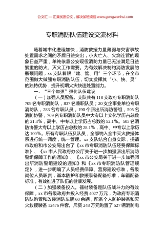 专职消防队伍建设交流材料.docx