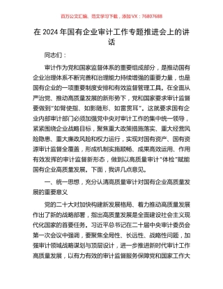 在2024年国有企业审计工作专题推进会上的讲话.docx
