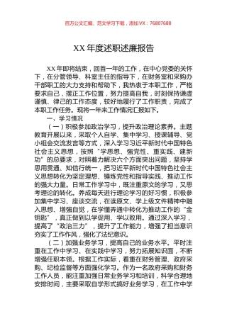 XX年度述职述廉报告.docx