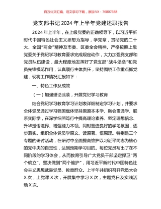 党支部书记2024年上半年党建述职报告.docx