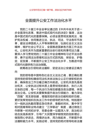 全面提升公安工作法治化水平