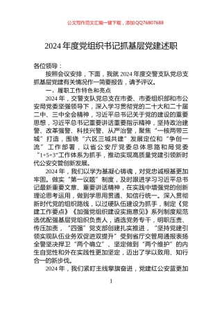 2024年度党组织书记抓基层党建述职