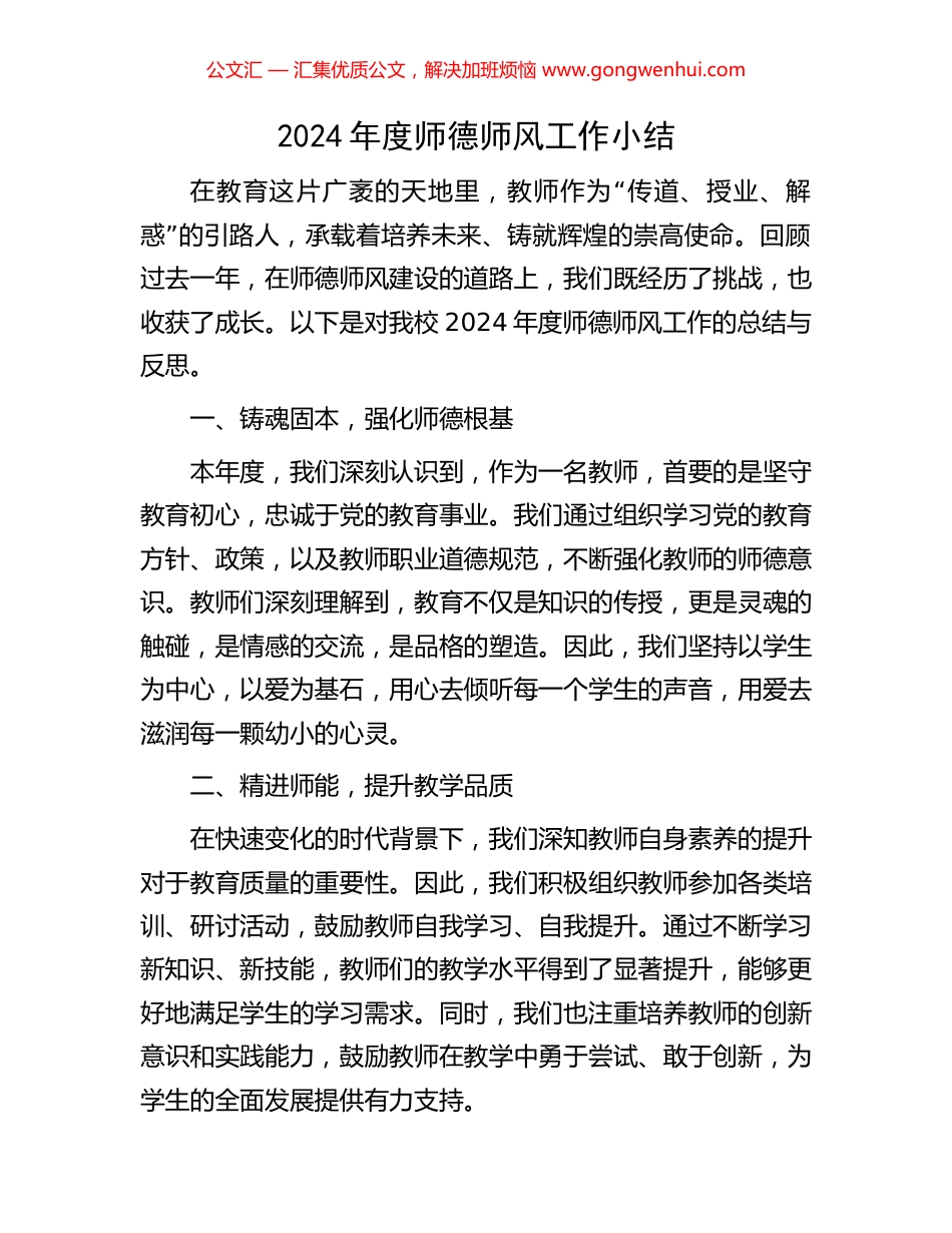 2024年度师德师风工作小结_第1页