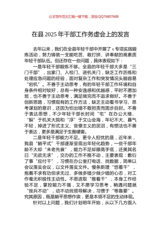在县2025年干部工作务虚会上的发言