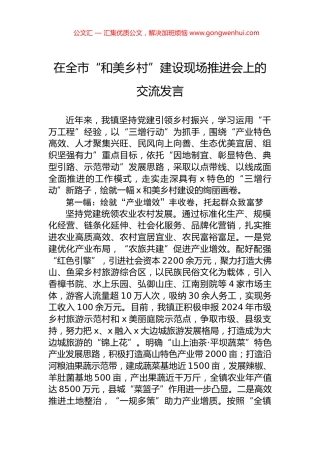 在全市“和美乡村”建设现场推进会上的交流发言 (2)