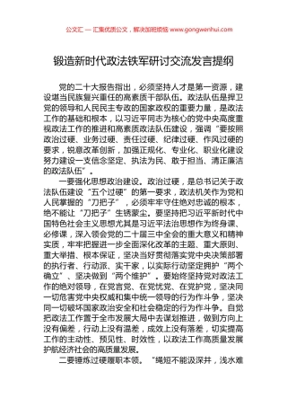 锻造新时代政法铁军研讨交流发言提纲