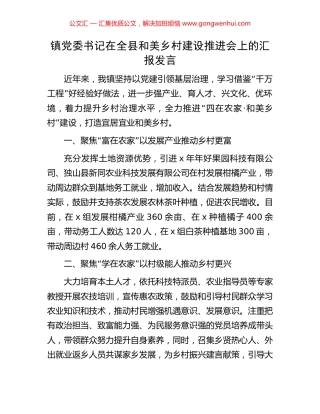 镇党委书记在全县和美乡村建设推进会上的汇报发言