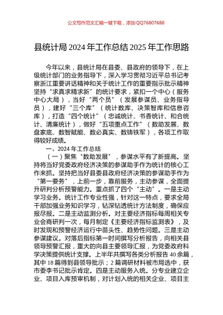 县统计局2024年工作总结2025年工作思路