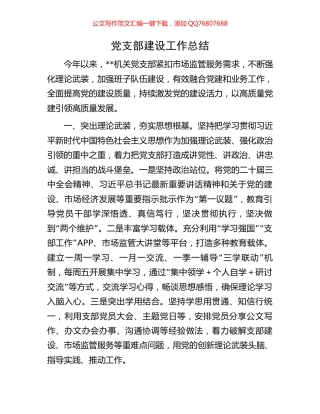 党支部建设工作总结