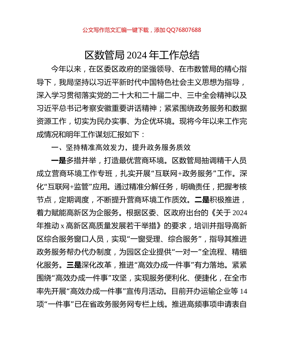 区数管局2024年工作总结_第1页